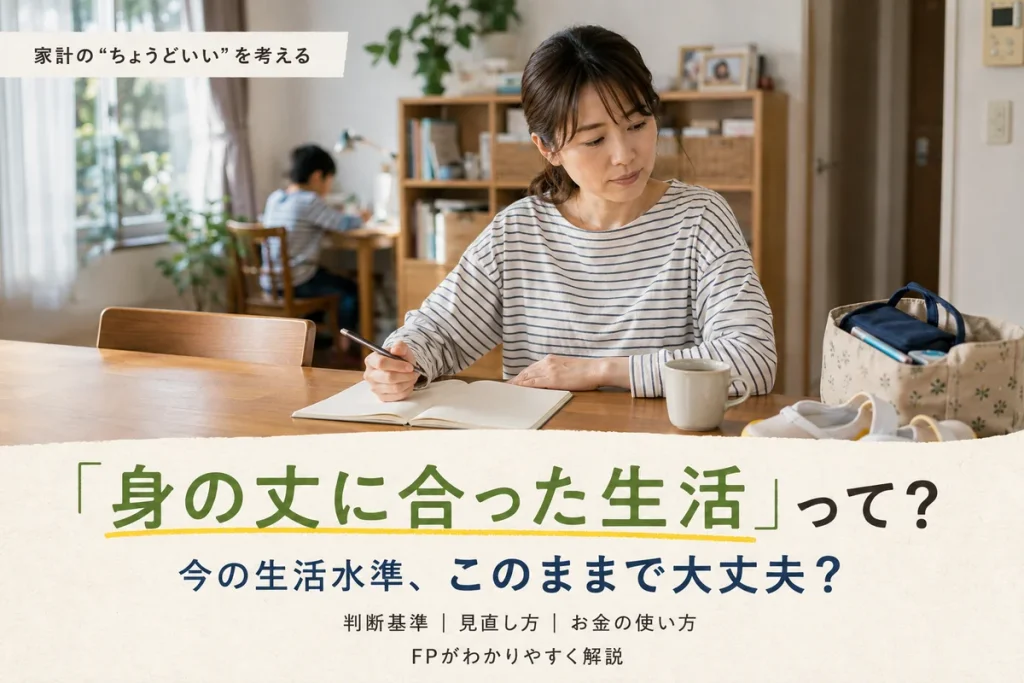 身の丈に合った生活とは何か、生活水準の判断基準と見直し方をFPが解説する記事のアイキャッチ画像
