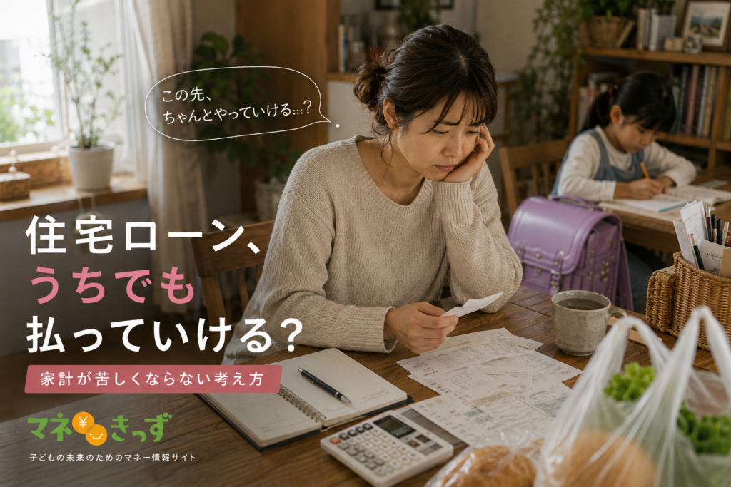 住宅ローンの不安と家計・教育費・老後資金を含めたライフプラン判断を示した図