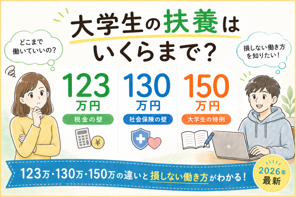 大学生の扶養はいくらまでかを123万円・130万円・150万円の3つのラインで解説したアイキャッチ画像